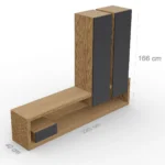 Σύνθετο Twin tower από δρυς και λάκα ελληνικής κατασκευής 220x166x40cm - Image 3