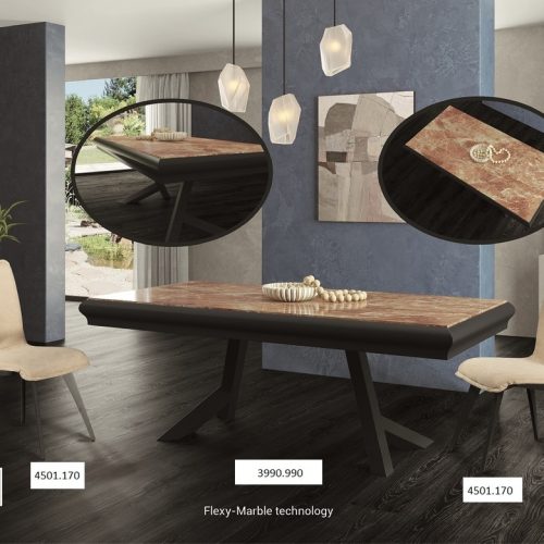 Έπιπλα Τρύφων - ΧΕΡΙ ΞΥΛΟ ΤΡΑΠΕΖΙ ΔΕΙΠΝΟΥ MARBLE FACE - ΚΩΔ. 3990-FL