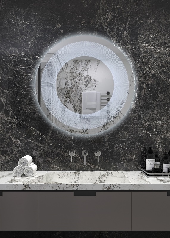 Έπιπλα Τρύφων - Χειροποίητος Φωτιζόμενος (Ψυχρό φως) Καθρέφτης LED GlamMirrors Στρoγγυλός Φ90cm*4cm / GM04c-F-p90