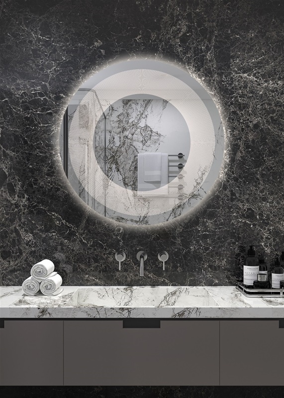 Έπιπλα Τρύφων - Χειροποίητος Φωτιζόμενος (Θερμό φως) Καθρέφτης LED GlamMirrors Στρoγγυλός Φ90cm*4cm / GM04c-W-p90