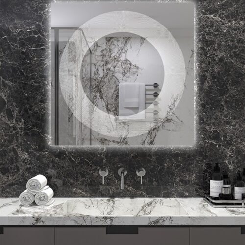 Έπιπλα Τρύφων - Χειροποίητος Φωτιζόμενος (Φυσικό φως) Καθρέφτης LED GlamMirrors  τετράγωνος 90cm*90cm*4cm  / GM04s-N-90*90