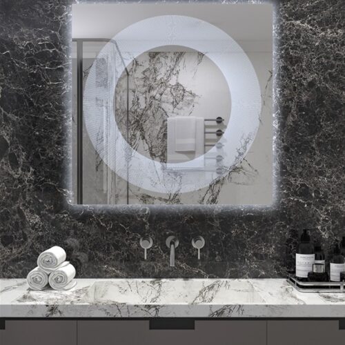 Έπιπλα Τρύφων - Χειροποίητος Φωτιζόμενος (Ψυχρό φως) Καθρέφτης LED GlamMirrors  τετράγωνος 90cm*90cm*4cm  / GM04s-F-90*90