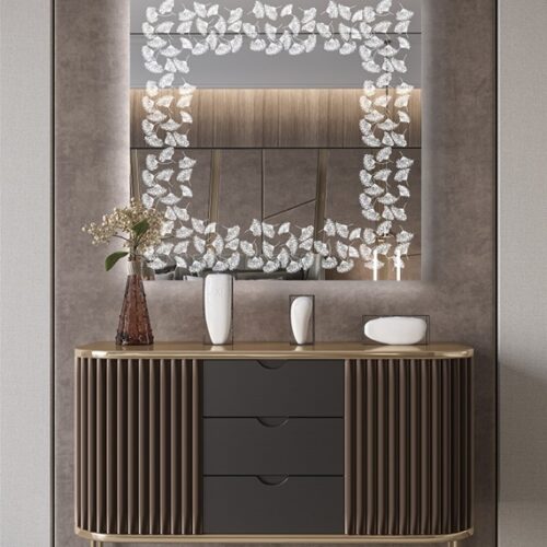 Έπιπλα Τρύφων - Χειροποίητος Φωτιζόμενος (Φυσικό φως) Καθρέφτης LED GlamMirrors  τετράγωνος 90cm*90cm*4cm  / GM06s-N-90*90