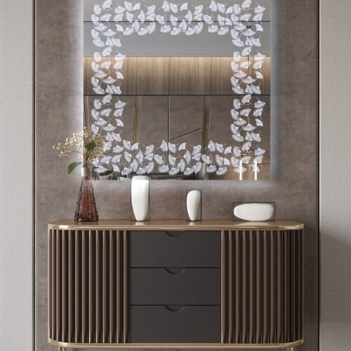 Έπιπλα Τρύφων - Χειροποίητος Φωτιζόμενος (Ψυχρό φως) Καθρέφτης LED GlamMirrors  τετράγωνος 90cm*90cm*4cm  / GM06s-F-90*90