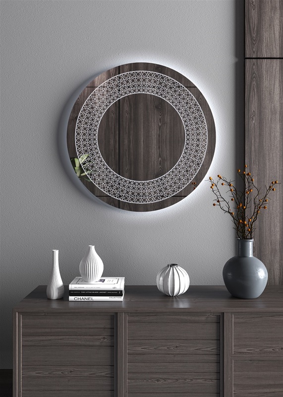 Έπιπλα Τρύφων - Χειροποίητος Φωτιζόμενος (Ψυχρό φως) Καθρέφτης LED GlamMirrors Στρoγγυλός Φ90cm*4cm / GM08c-F-p90