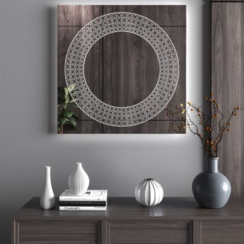 Έπιπλα Τρύφων - Χειροποίητος Φωτιζόμενος (Φυσικό φως) Καθρέφτης LED GlamMirrors  τετράγωνος 90cm*90cm*4cm  / GM08s-N-90*90