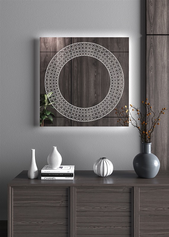 Έπιπλα Τρύφων - Χειροποίητος Φωτιζόμενος (Φυσικό φως) Καθρέφτης LED GlamMirrors  τετράγωνος 90cm*90cm*4cm  / GM08s-N-90*90