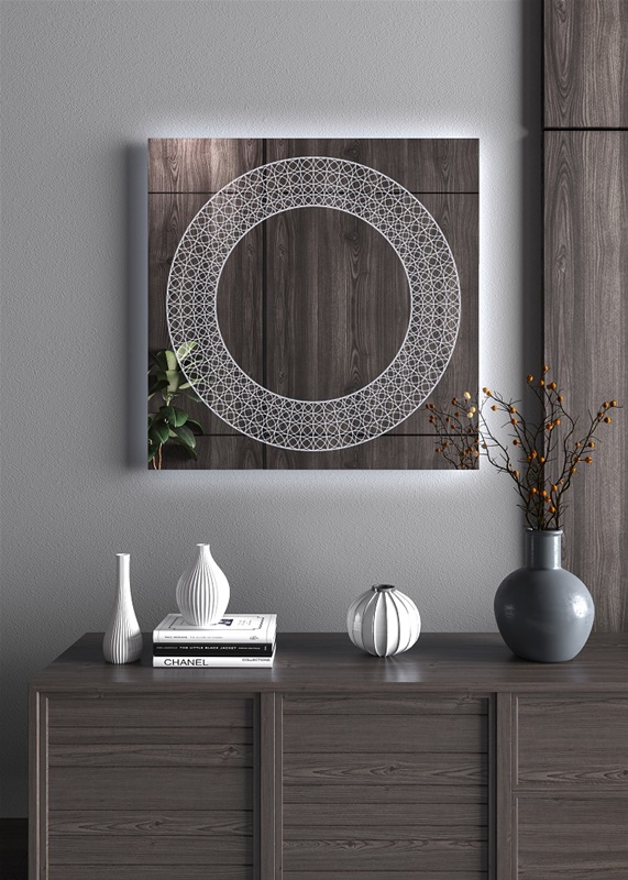 Έπιπλα Τρύφων - Χειροποίητος Φωτιζόμενος (Ψυχρό φως) Καθρέφτης LED GlamMirrors  τετράγωνος 90cm*90cm*4cm  / GM08s-F-90*90