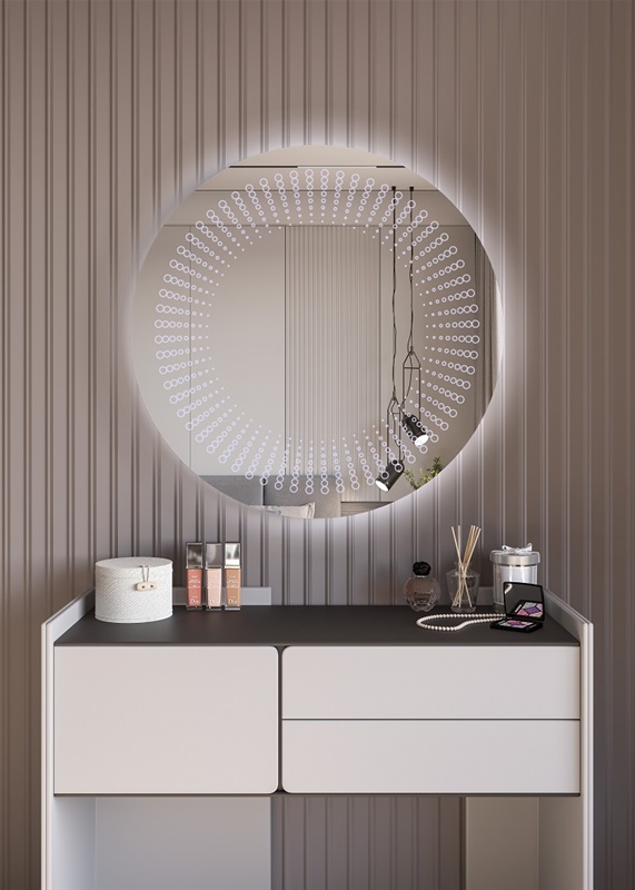 Έπιπλα Τρύφων - Χειροποίητος Φωτιζόμενος (Ψυχρό φως) Καθρέφτης LED GlamMirrors Στρoγγυλός Φ90cm*4cm / GM12c-F-p90