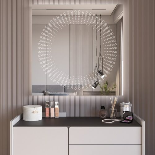 Έπιπλα Τρύφων - Χειροποίητος Φωτιζόμενος (Φυσικό φως) Καθρέφτης LED GlamMirrors  τετράγωνος 90cm*90cm*4cm  / GM12s-N-90*90