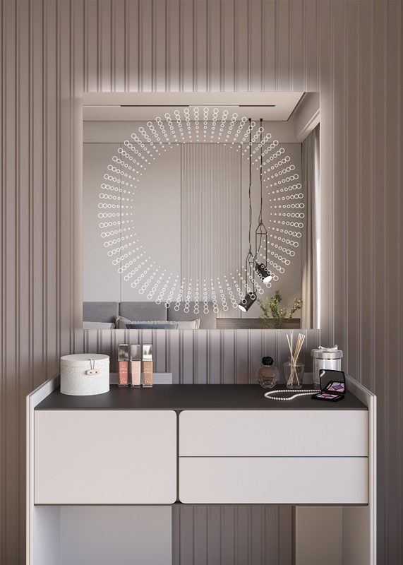 Έπιπλα Τρύφων - Χειροποίητος Φωτιζόμενος (Φυσικό φως) Καθρέφτης LED GlamMirrors  τετράγωνος 90cm*90cm*4cm  / GM12s-N-90*90