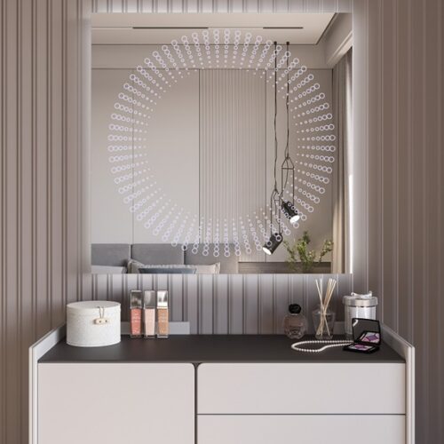 Έπιπλα Τρύφων - Χειροποίητος Φωτιζόμενος (Ψυχρό φως) Καθρέφτης LED GlamMirrors  τετράγωνος 90cm*90cm*4cm  / GM12s-F-90*90