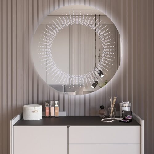 Έπιπλα Τρύφων - Χειροποίητος Φωτιζόμενος (Ψυχρό φως) Καθρέφτης LED GlamMirrors Στρoγγυλός Φ90cm*4cm / GM13c-F-p90