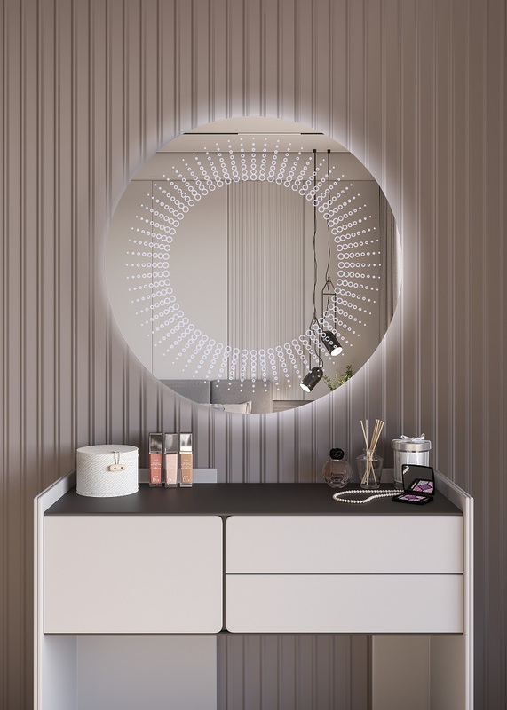 Έπιπλα Τρύφων - Χειροποίητος Φωτιζόμενος (Ψυχρό φως) Καθρέφτης LED GlamMirrors Στρoγγυλός Φ90cm*4cm / GM13c-F-p90