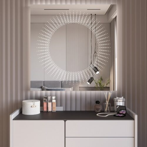 Έπιπλα Τρύφων - Χειροποίητος Φωτιζόμενος (Φυσικό φως) Καθρέφτης LED GlamMirrors  τετράγωνος 90cm*90cm*4cm  / GM13s-N-90*90