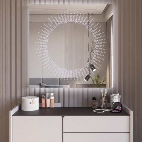 Έπιπλα Τρύφων - Χειροποίητος Φωτιζόμενος (Ψυχρό φως) Καθρέφτης LED GlamMirrors  τετράγωνος 90cm*90cm*4cm  / GM13s-F-90*90