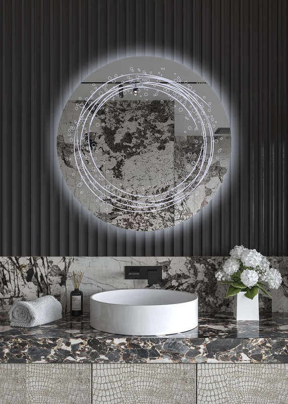 Έπιπλα Τρύφων - Χειροποίητος Φωτιζόμενος (Ψυχρό φως) Καθρέφτης LED GlamMirrors Στρoγγυλός Φ90cm*4cm / GM14c-F-p90