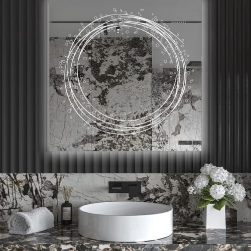 Έπιπλα Τρύφων - Χειροποίητος Φωτιζόμενος (Φυσικό φως) Καθρέφτης LED GlamMirrors  τετράγωνος 90cm*90cm*4cm  / GM14s-N-90*90