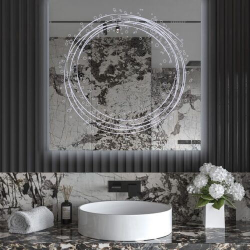 Έπιπλα Τρύφων - Χειροποίητος Φωτιζόμενος (Ψυχρό φως) Καθρέφτης LED GlamMirrors  τετράγωνος 90cm*90cm*4cm  / GM14s-F-90*90