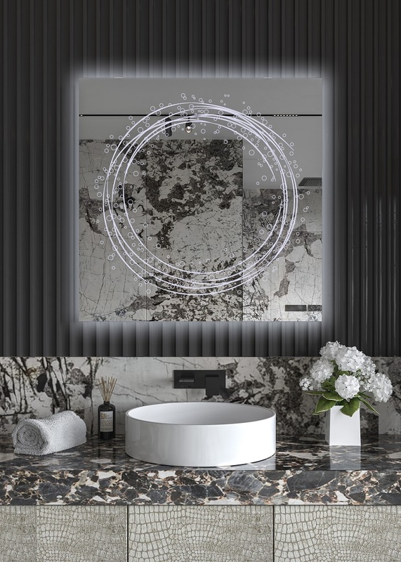 Έπιπλα Τρύφων - Χειροποίητος Φωτιζόμενος (Ψυχρό φως) Καθρέφτης LED GlamMirrors  τετράγωνος 90cm*90cm*4cm  / GM14s-F-90*90