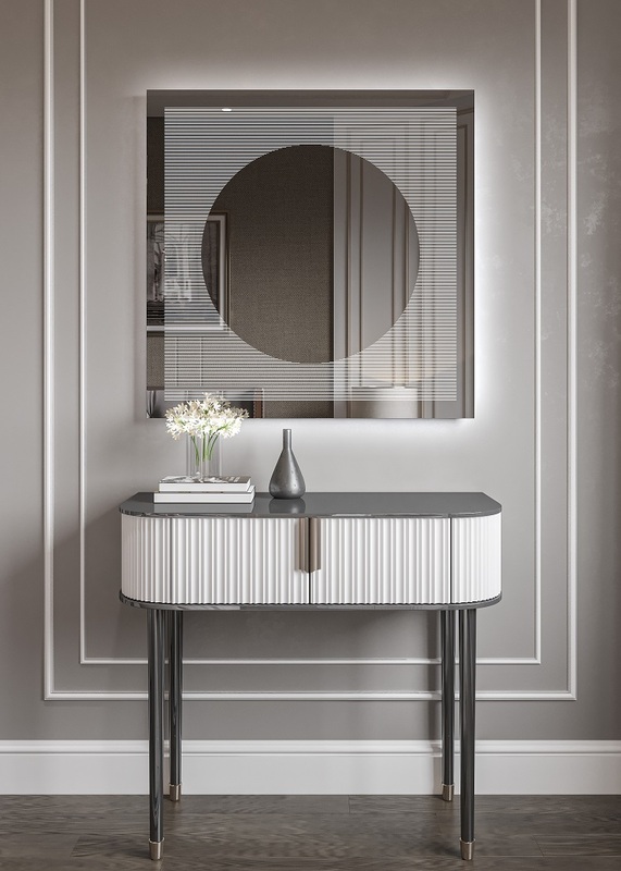 Έπιπλα Τρύφων - Χειροποίητος Φωτιζόμενος (Φυσικό φως) Καθρέφτης LED GlamMirrors  τετράγωνος 90cm*90cm*4cm  / GM11s-N-90*90