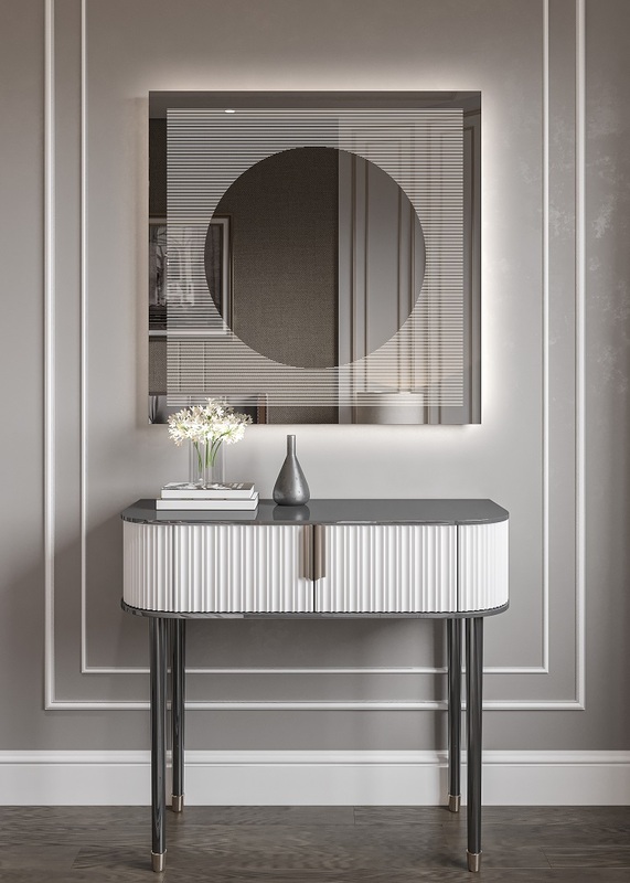 Έπιπλα Τρύφων - Χειροποίητος Φωτιζόμενος (Θερμό φως) Καθρέφτης LED GlamMirrors  τετράγωνος 90cm*90cm*4cm  / GM11s-W-90*90