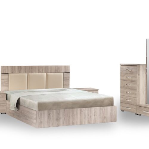 Έπιπλα Τρύφων - ΧΕΡΙ ΞΥΛΟ Σετ Κρεβατοκάμαρας 3 Δέρματα 5τμχ με ψηλή τουαλέτα για στρώμα 160Χ200 - ΚΩΔ. 06-07a