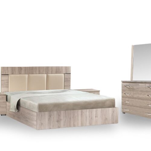 Έπιπλα Τρύφων - ΧΕΡΙ ΞΥΛΟ Σετ Κρεβατοκάμαρας 3 Δέρματα 5τμχ με κλασσική τουαλέτα για στρώμα 160Χ20cm - ΚΩΔ. 06-07b